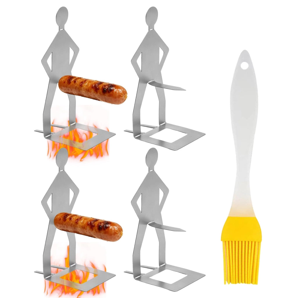 Set di 4 supporti per salsicce in acciaio inossidabile, accessori per la cucina, colore argento