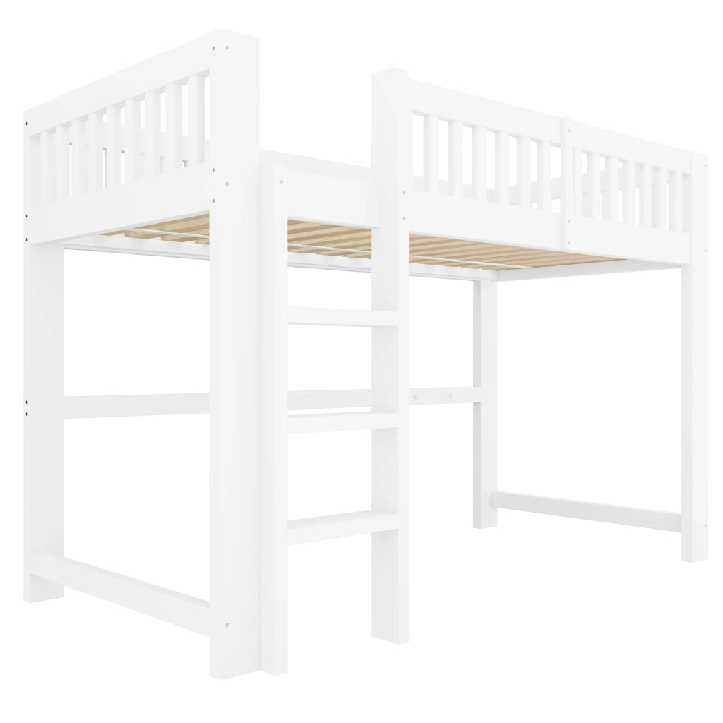 Letto a castello per bambini 90 × 200 cm modulare in legno bianco con rete a doghe e sponde di sicurezza