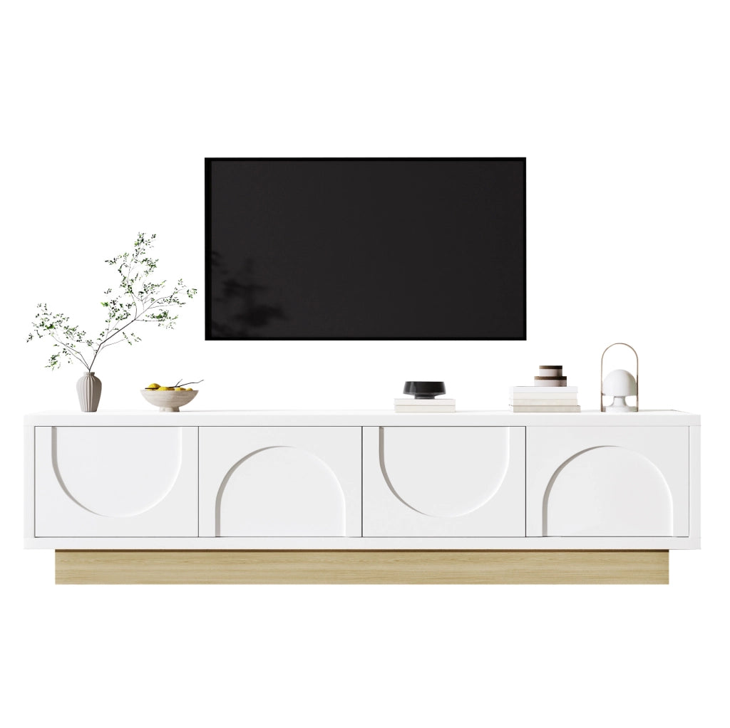 Mobile TV 175 x 40 x 41,5 cm bianco e legno MDF, design curvo, ampio spazio