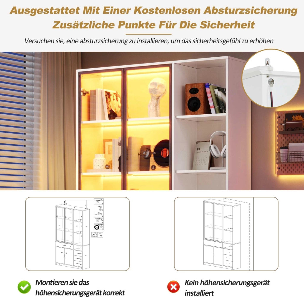 Letto contenitore 120x35 cm con LED; USB/Type-C; cassetti; Particle Board; bianco – SuerZaro