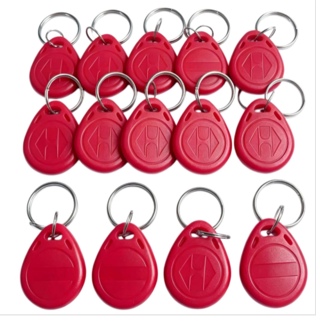 10 portachiavi RFID T5577 da 125 kHz, riprogrammabili, di colore rosso