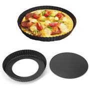 Teglia rotonda per quiche, diametro 22,3 cm, antiaderente, con fondo removibile, Acciaio al carbonio