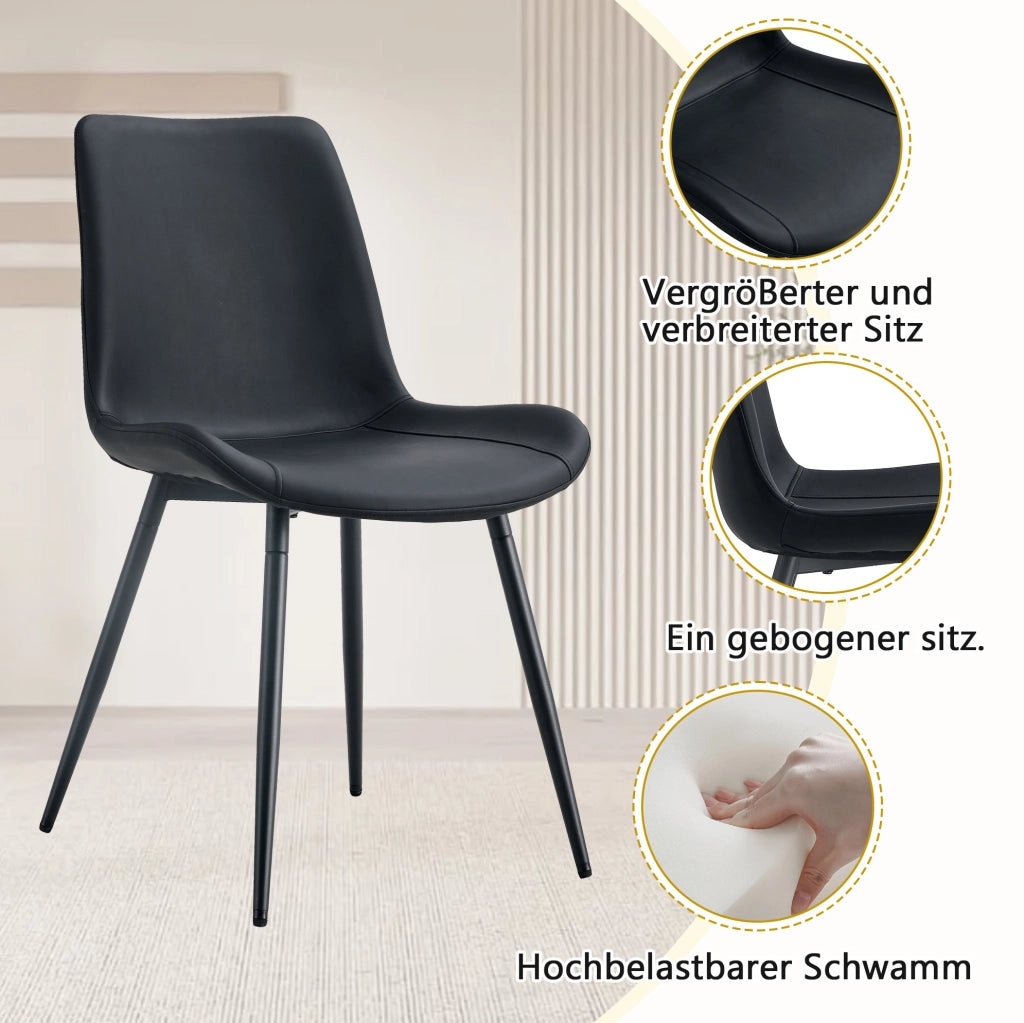 TAVOLO da pranzo 160 cm con 4 sedie, MDF e metallo, marrone e nero, set da 5 pezzi