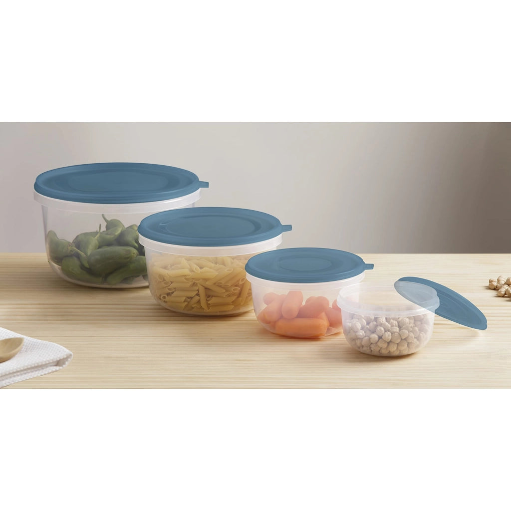 Set di contenitori per alimenti, confezione da 4, 2,2–0,3 l, plastica, colore blu
