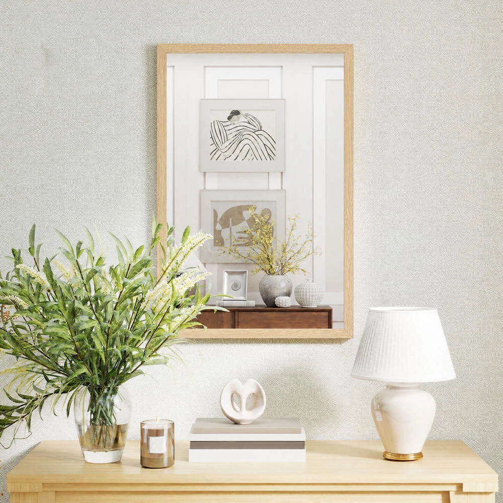 Specchio da parete rettangolare 40 x 60 cm con cornice in MDF specchio decorativo da appendere facile da montare viti incluse