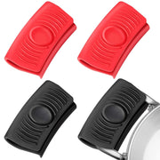 Guanti da forno in silicone, set da 4 pezzi, neri/rossi, resistenti al calore