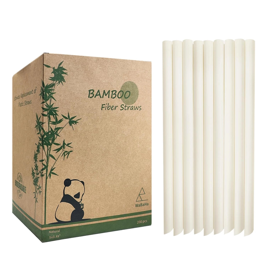 Cannuccie per bubble tea in bambù extra larghe 12 mm, 200 pezzi biodegradabili monouso in fibra di bambù per frullati jumbo, cannuccie naturali in bambù