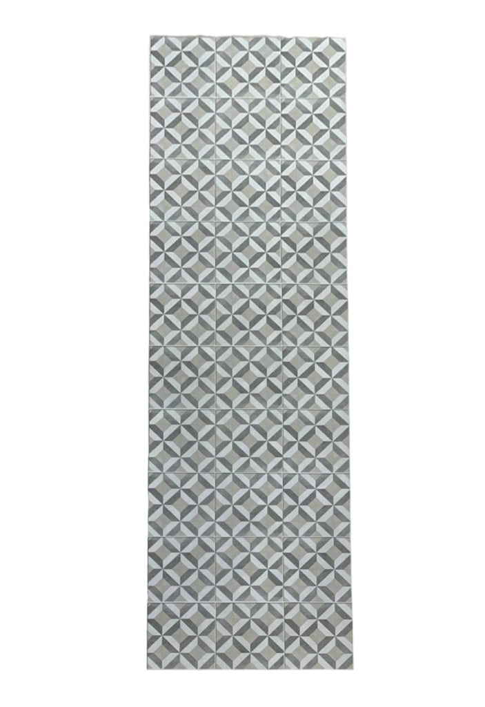 Tappeto in vinile, motivo a rombi, beige/grigio/bianco, 60x120 cm