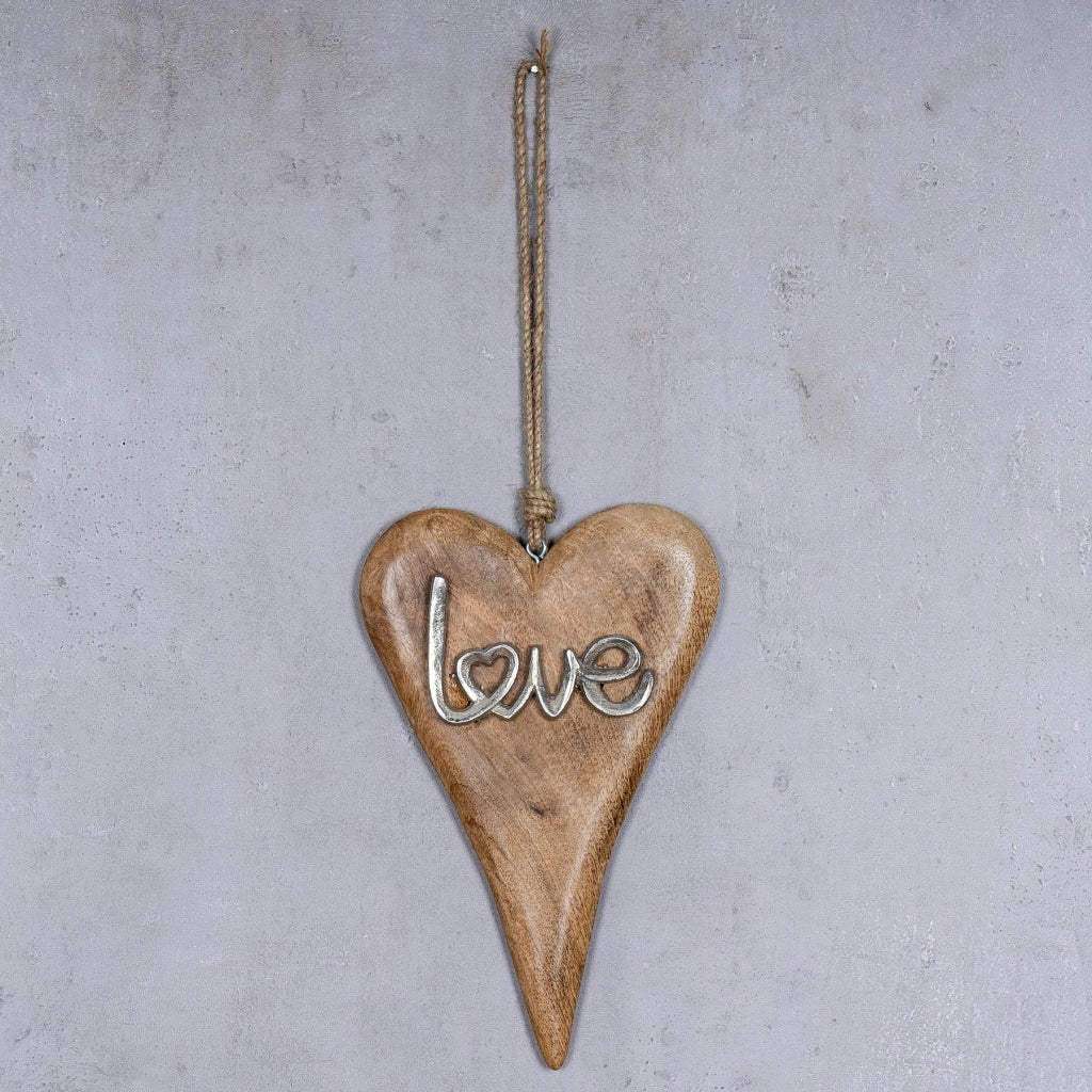 Decorazione da parete in legno di mango, con scritta "Love", 26 cm, da appendere