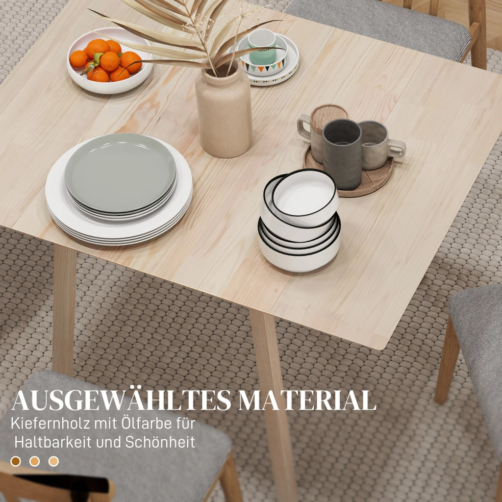 Tavolo da pranzo 4 posti con due piani pieghevoli per cucina in legno naturale