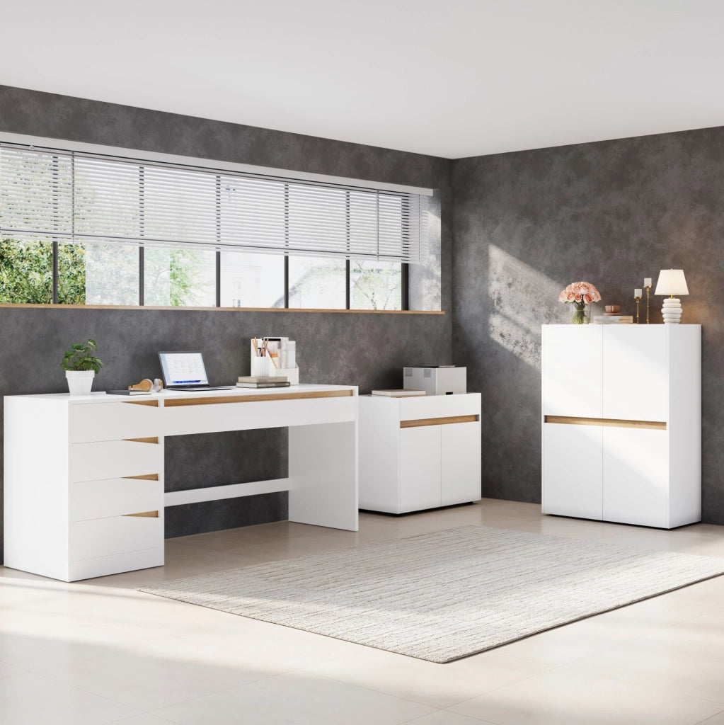 Mobile contenitore bianco 80 x 40 x 70 cm con cassetto e ripiani regolabili