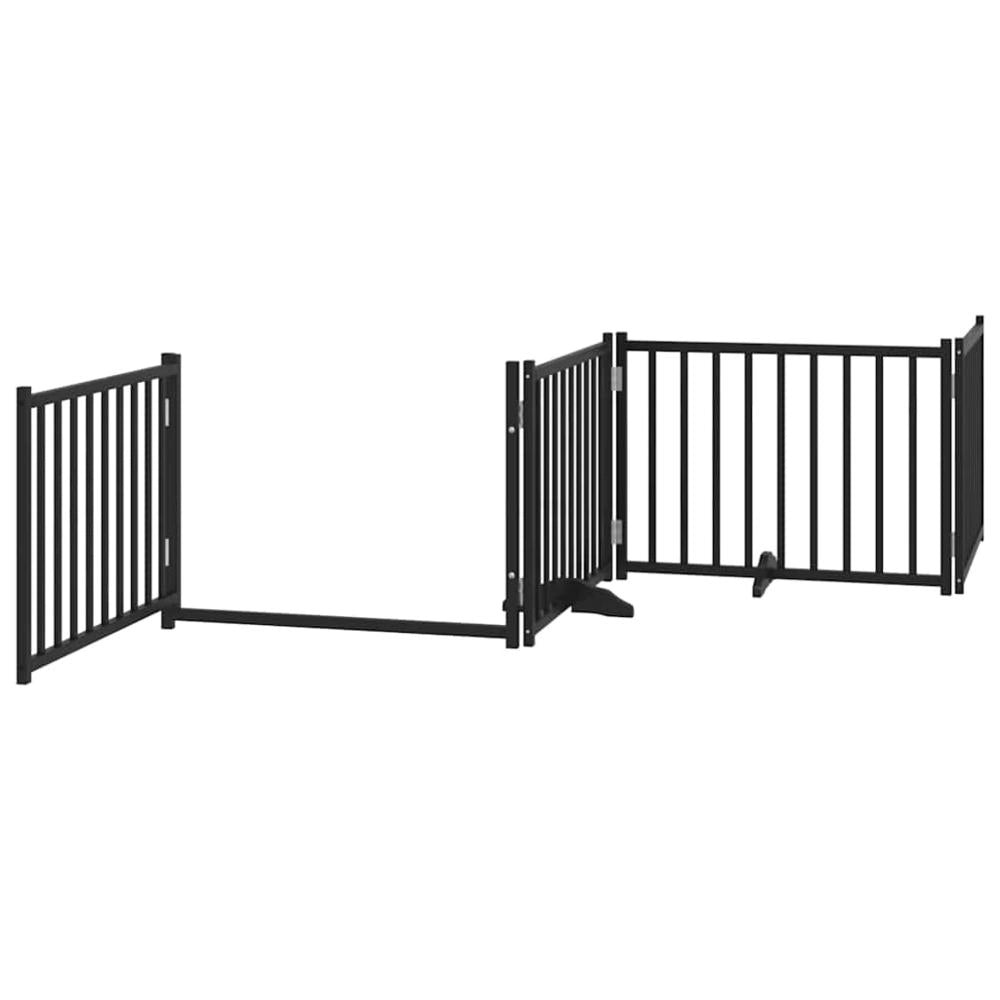 Cancello Cani Porta Pieghevole Nero 8 Pannelli 640 cm Pioppo