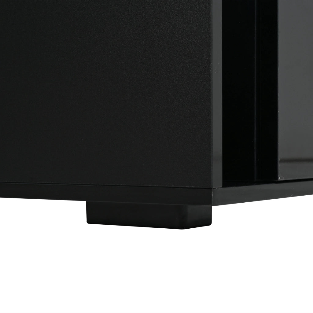Tavolino da salotto 70 × 70 × 35 cm con 2 cassetti LED controllabile via app piano in vetro temperato MDF nero