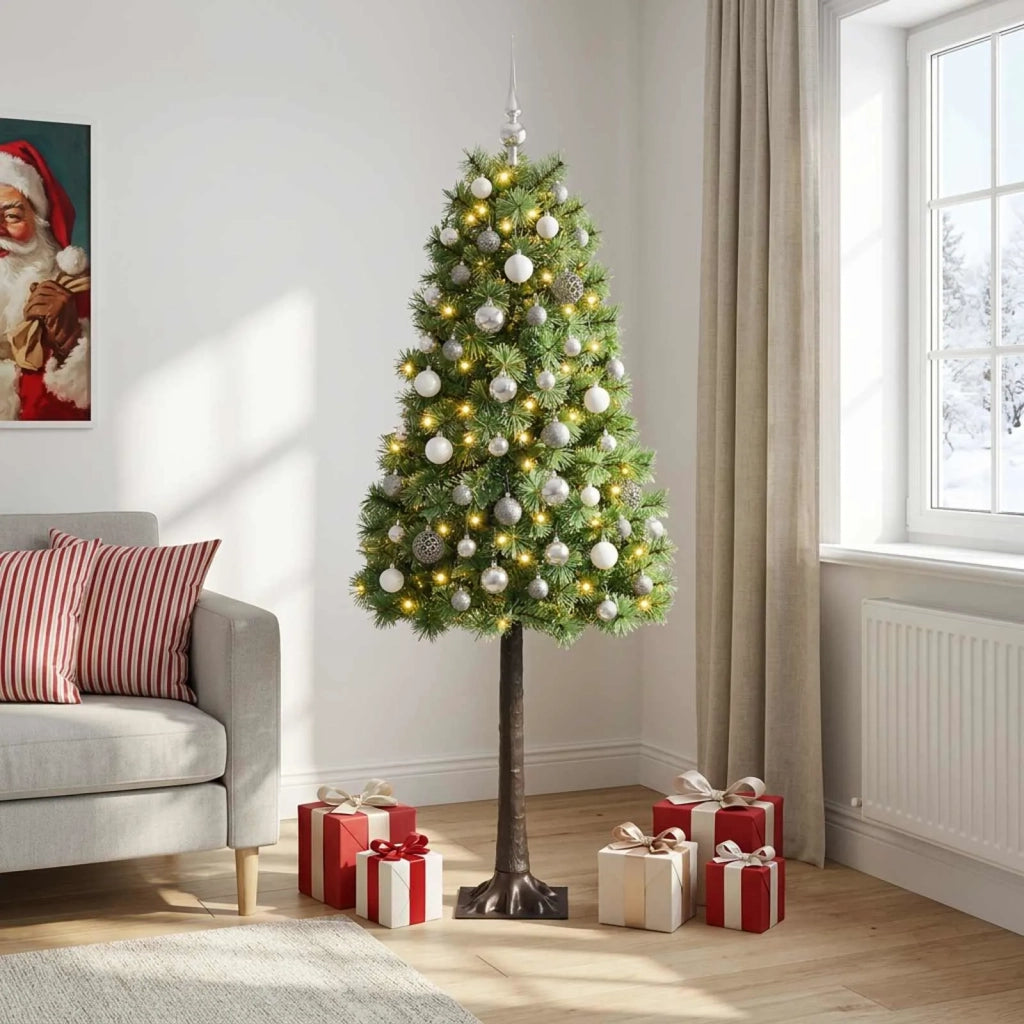 Albero di Natale artificiale con rami snodati e palline 120 cm 3466217