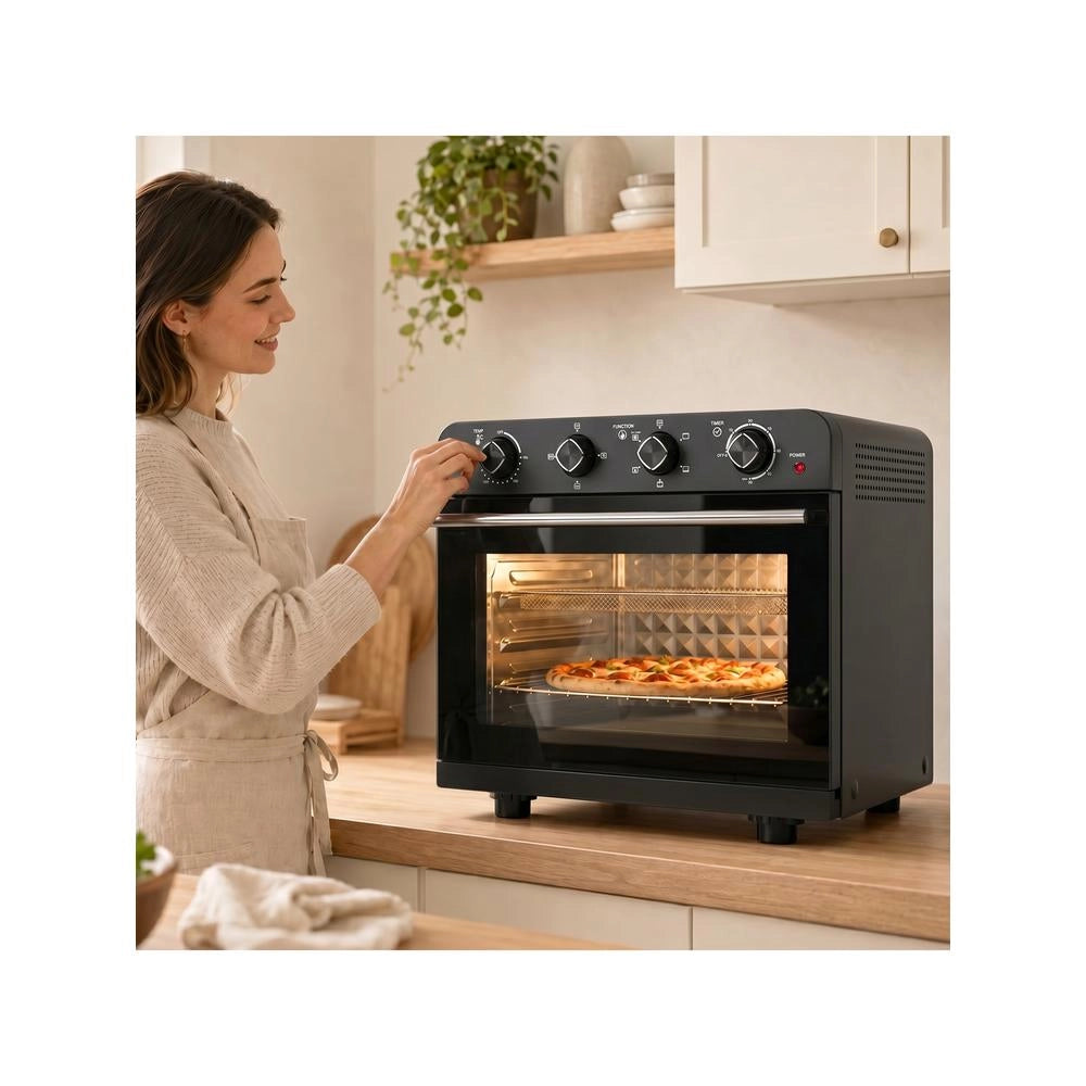 Mini fornetto elettrico ventilato e friggitrice ad aria 36 L con girarrosto 230 °C pratico e multifunzionale con teglia e griglia