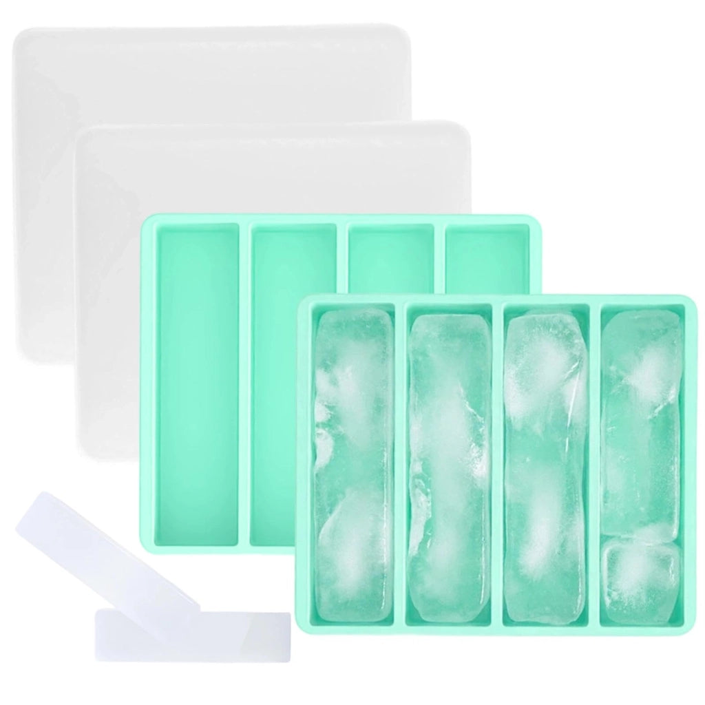 Set di 2 stampi in silicone per il congelatore, con 4 vani, colore verde, dimensioni 17,2 cm