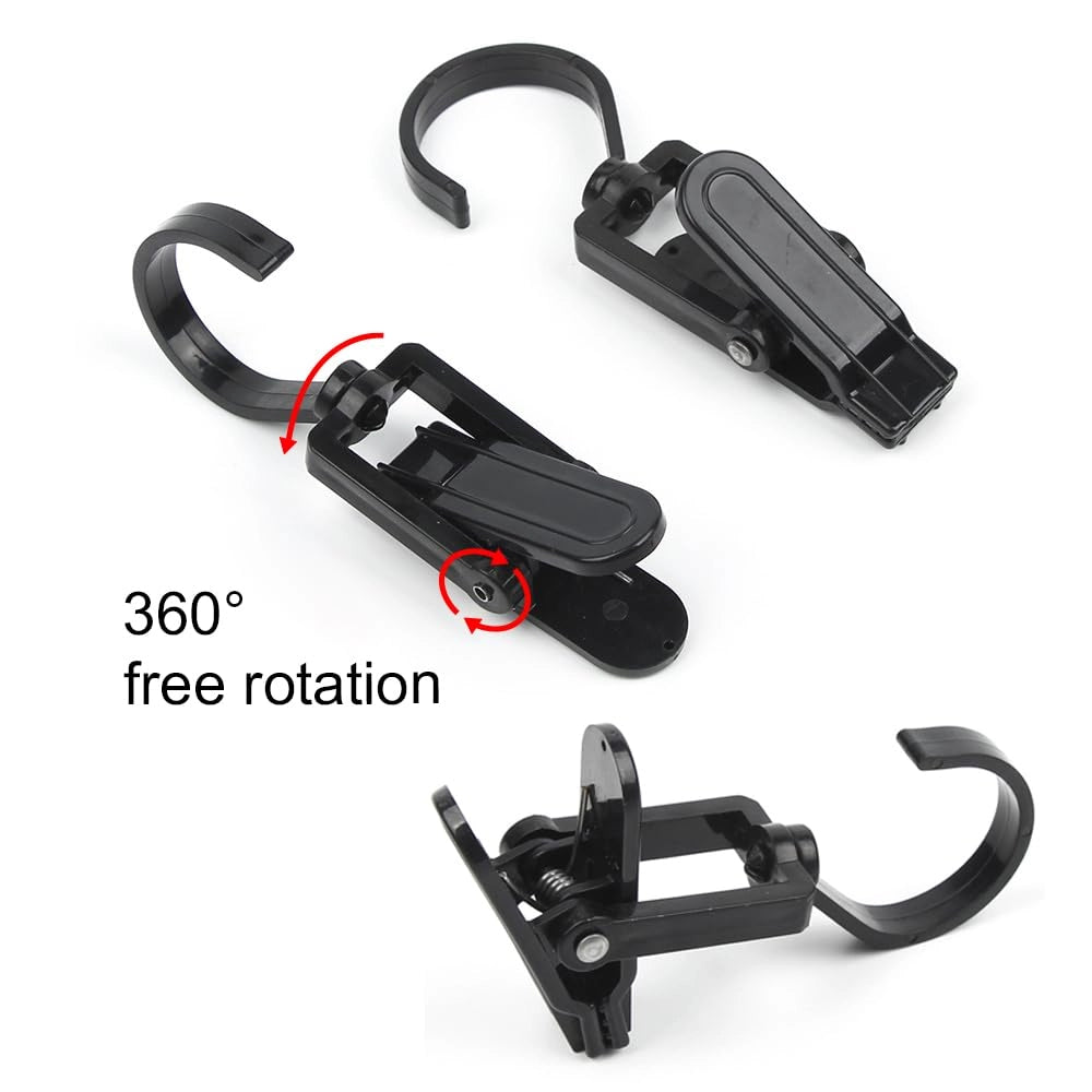 Set di 10 ganci girevoli a 360° in plastica, colore nero