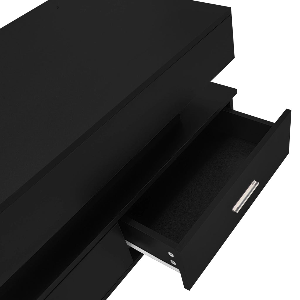 Tavolino elevabile 100 × 50 × 44 cm in truciolare nero con LED e contenitore