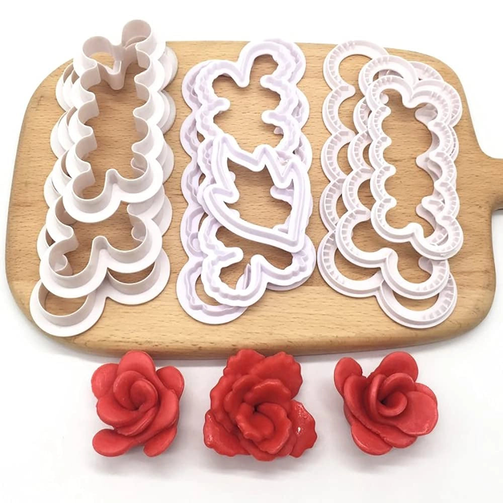 Set di 9 formine a fiore, 3 dimensioni, utensile per fondant