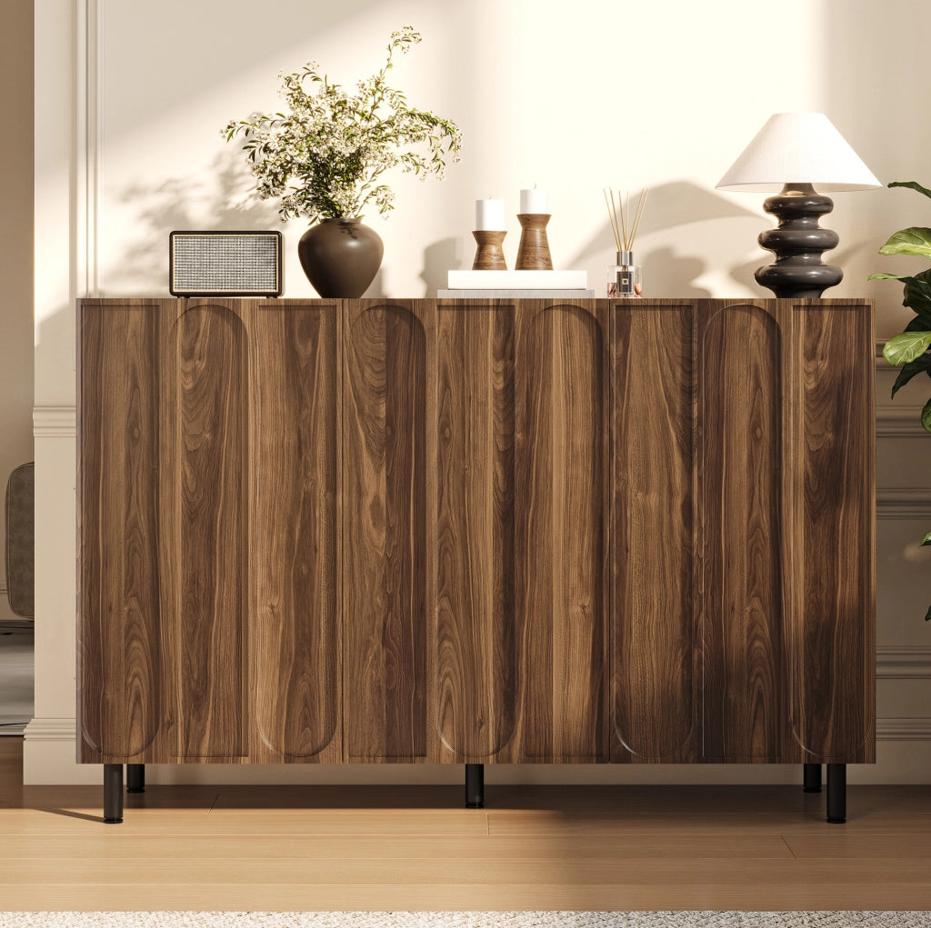 Credenza e scarpiera color noce a 3 ante con ripiani regolabili