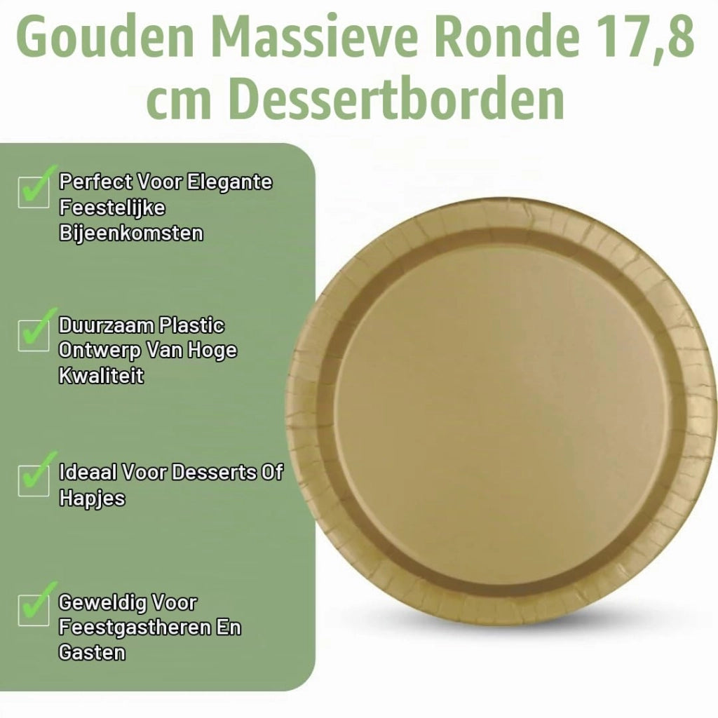 Piattini per dessert in carta, 18 cm, color oro, confezione da 20 pezzi