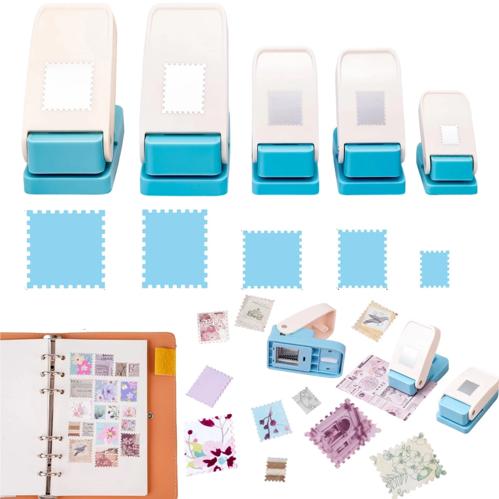 Punzoni per timbri in 5 dimensioni, 1,5x1,25" / 1,5x1,5" Grandi punzoni per timbri, 1"x0,8" / 1"x1,04" / 1"x1,06" / 1,5"x0,5" Mini punzoni per forme di timbri in carta, punzoni per bricolage, diario, scrapbooking fai da te