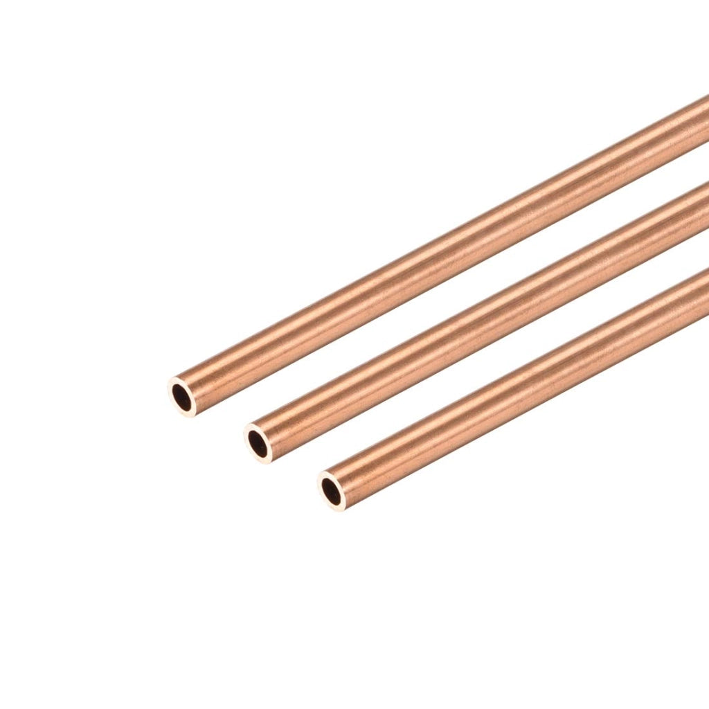 3 pezzi di tubo tondo in rame, diametro esterno 3 mm, spessore parete 0,5 mm, lunghezza 300 mm, tubi diritti