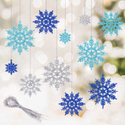 30 fiocchi di neve scintillanti, 3 dimensioni, blu/azzurro/argento