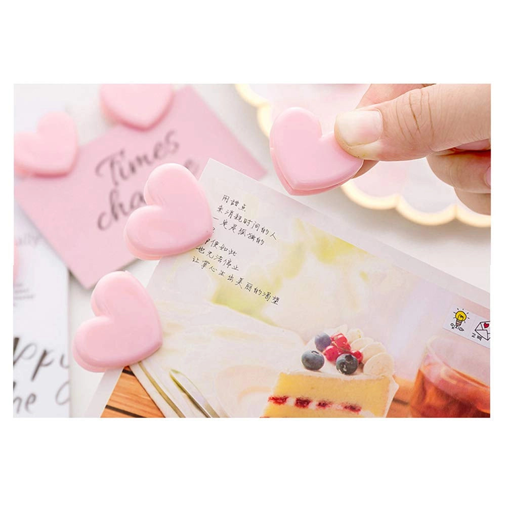 20 piccoli clip a forma di cuore in plastica, color rosa, dimensioni 3,2 x 2,5 cm