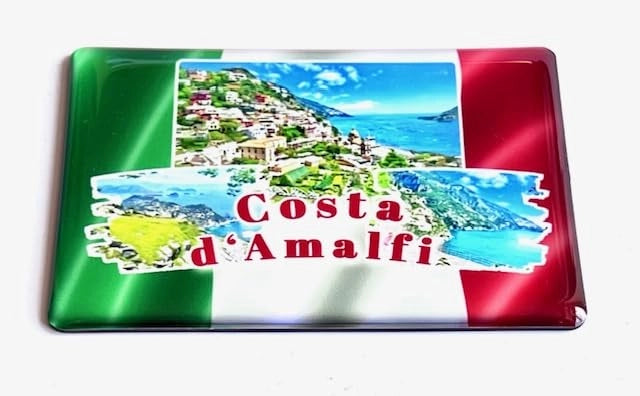Magnete per frigorifero con immagine della Costiera Amalfitana, dimensioni 8 x 5,5 cm, souvenir di viaggio