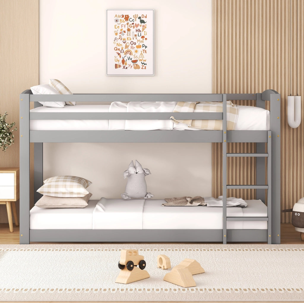 Letto a castello basso 90x200 cm in pino; grigio