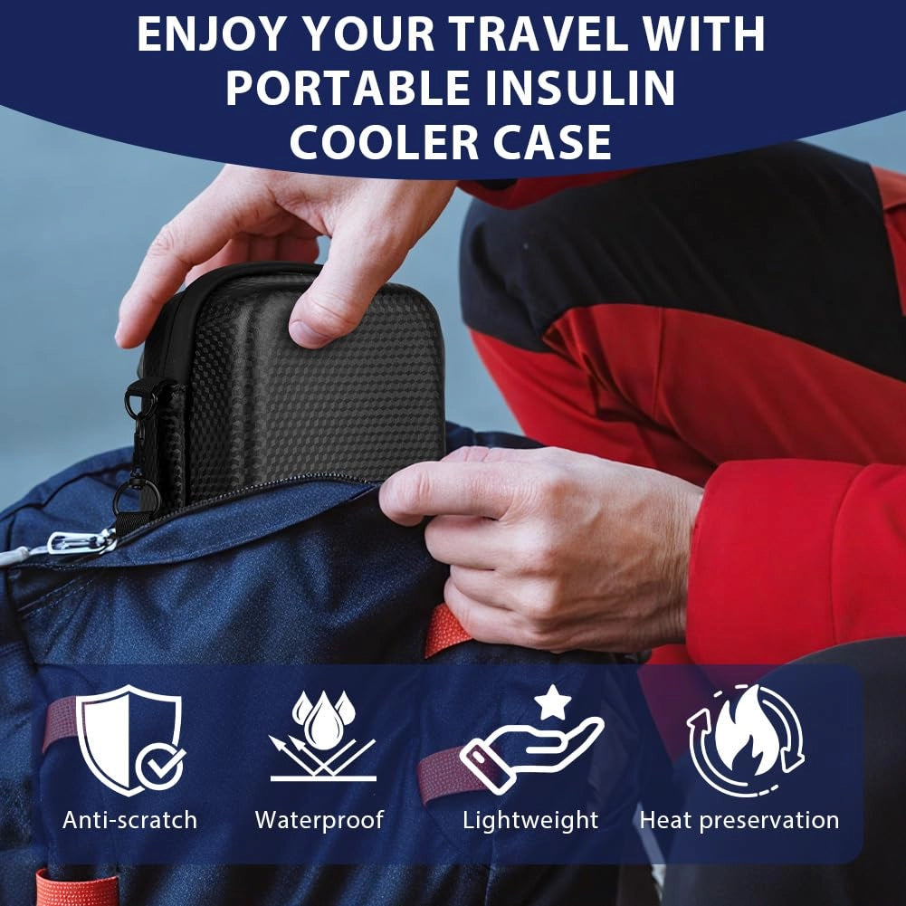 Borsa termica da viaggio per insulina, borsa frigo con termometro (Fahrenheit), organizer per farmaci refrigerati con 2 accumulatori di freddo, certificata TSA