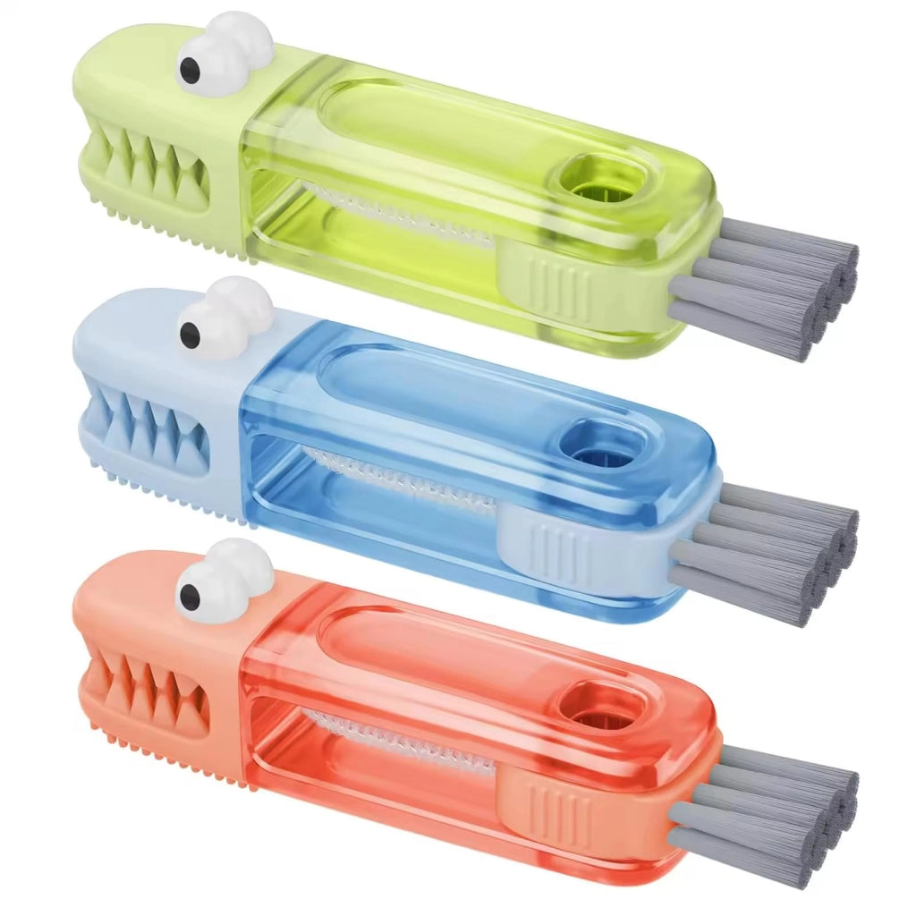 Set di 3 spazzole per bicchieri multifunzione, design a forma di coccodrillo, dimensioni 11,8 x 2,4 cm