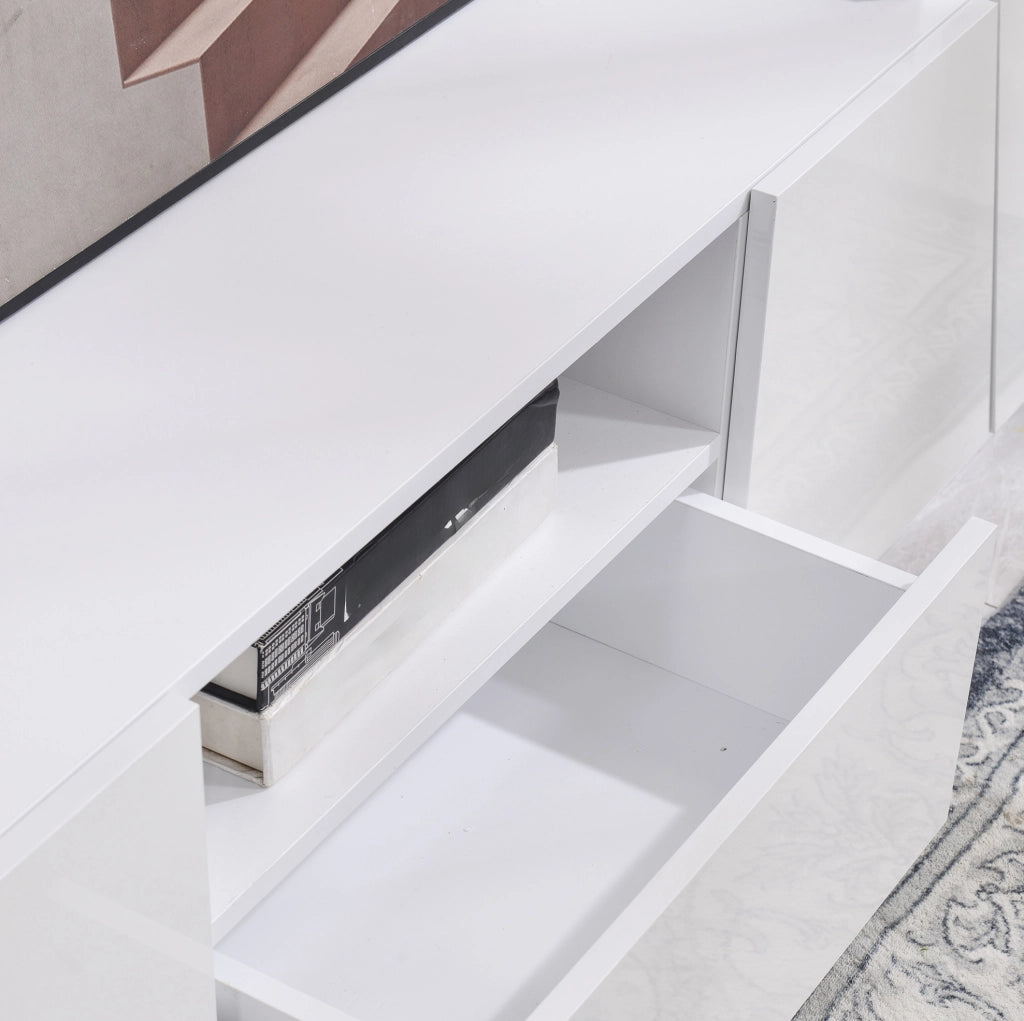 Mobile TV moderno in MDF bianco 170x42x37 cm con design diagonale a patchwork