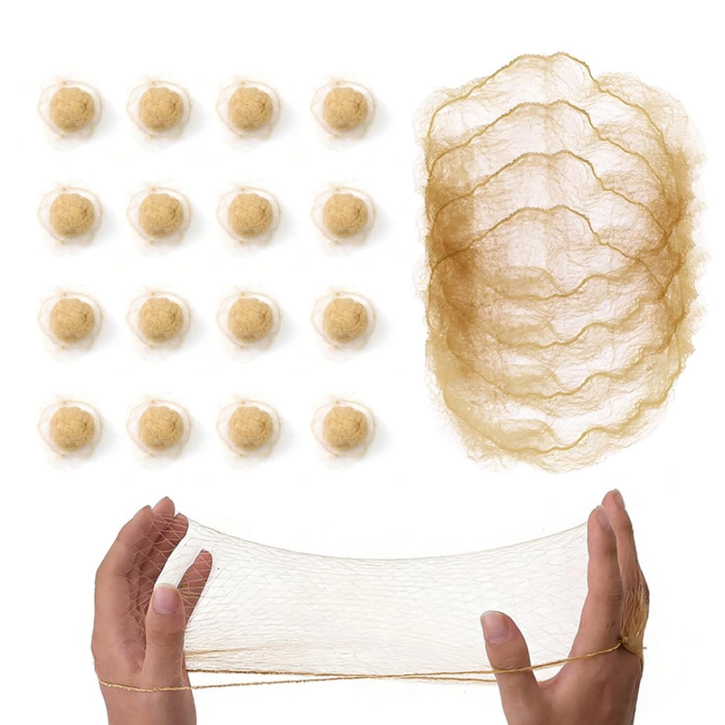 Retine per capelli, 20 pezzi, elastiche, riutilizzabili, in nylon, giallo chiaro