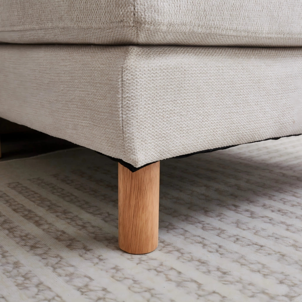 DIVANO angolare 3 posti modulare beige in poliestere con pouf