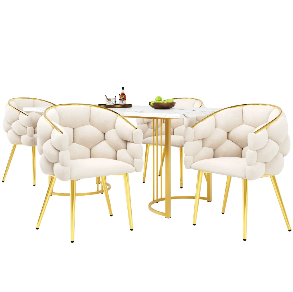 TAVOLO da pranzo con 4 sedie, 140x80 cm, MDF e velluto, Set da 5 pezzi