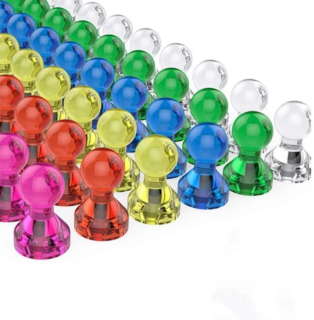 30 magneti a forma di spillo colorati, extra resistenti, dimensioni 15x21 mm