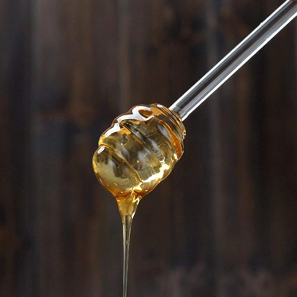 Bottiglia di vetro per miele con cucchiaio da miele per servire miele e sciroppi, 255 ml
