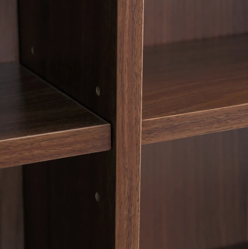 Scaffale porta dischi in MDF marrone con 36 scomparti regolabili
