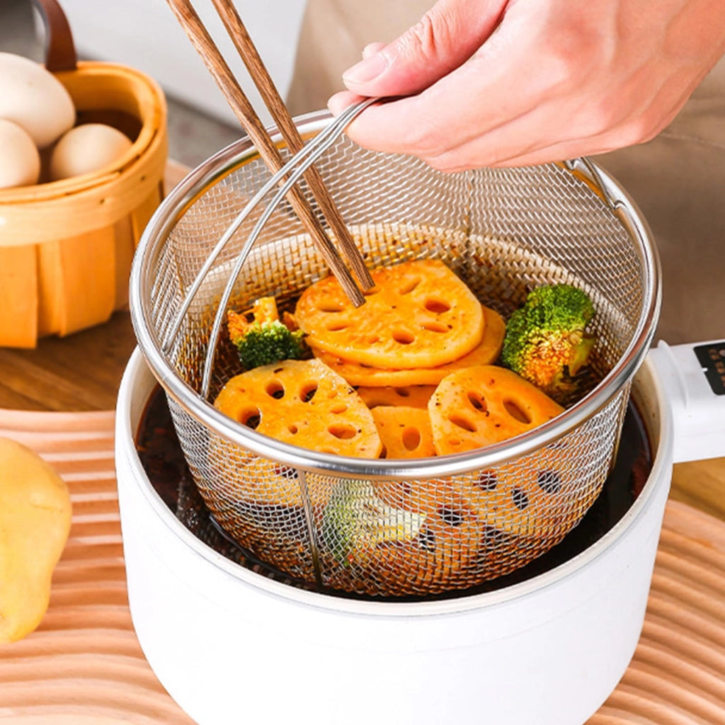 Scolapasta in acciaio inossidabile, 18 cm, con funzione di scolatura e manico