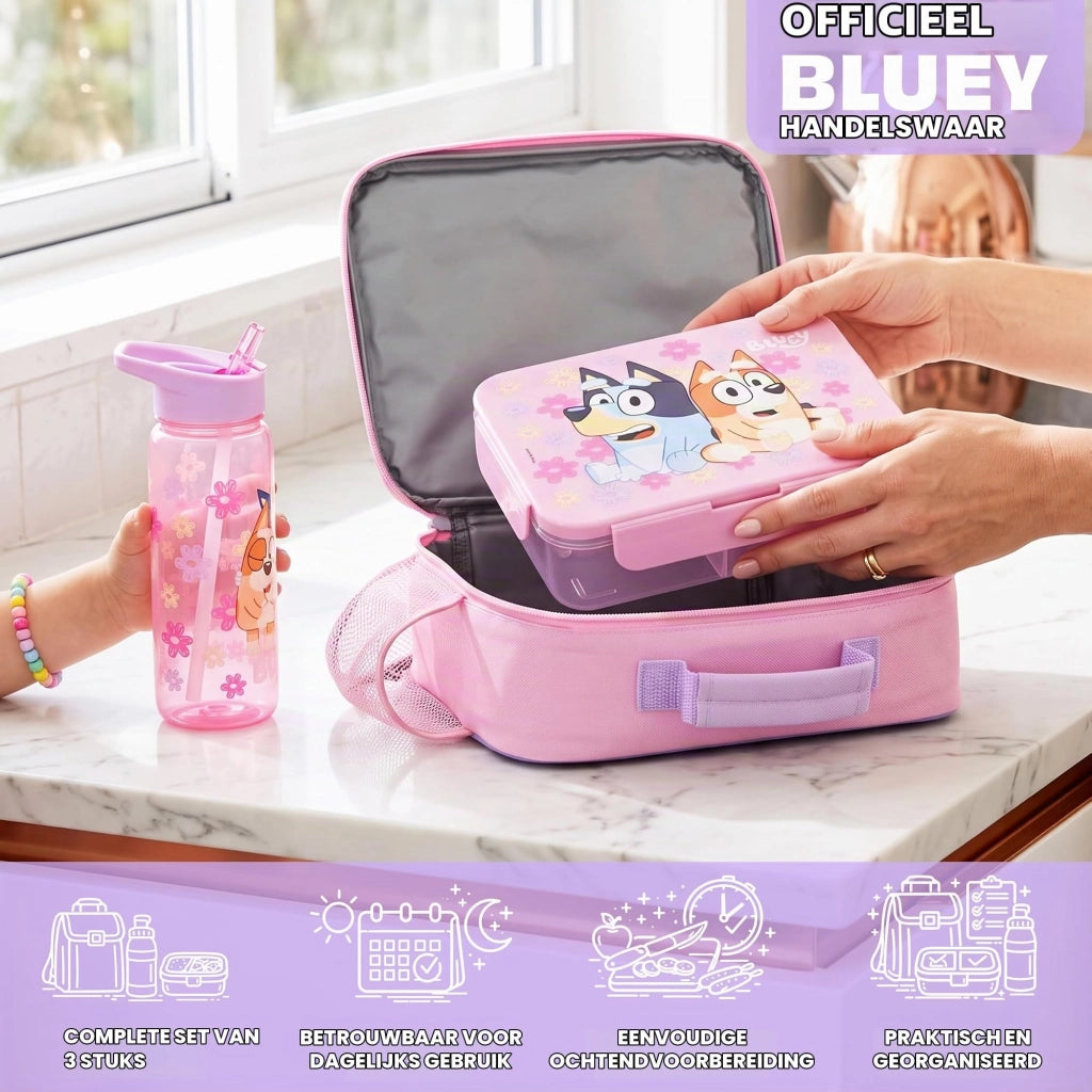Set da pranzo Bluey per bambine: borsa termica, Bento Box e borraccia 3 pezzi