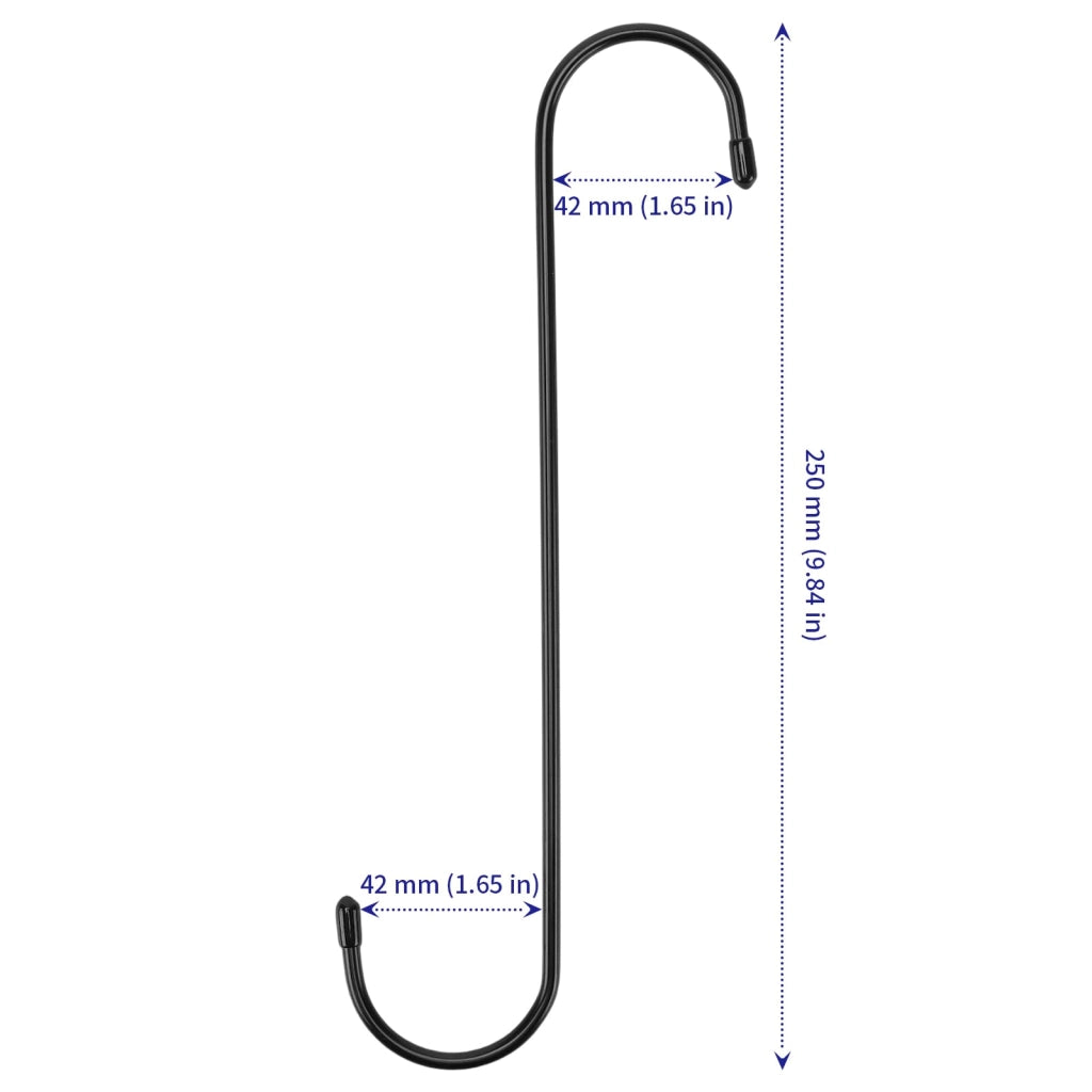 Ganci metallici a S, 25 cm, neri, confezione da 40 pezzi, per uso in giardino