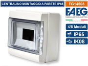CENTRALINO A PARETE  8 MODULI TENUTA STAGNA IP65 COLORE GRIGIO CON SPORTELLO FAEG - FG14508