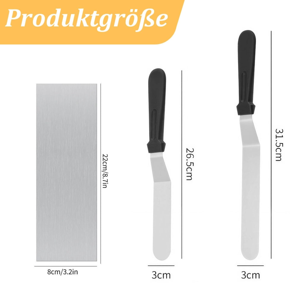Set di spatole per glassa, 3 pezzi, acciaio inossidabile, 15,2 cm e 20,3 cm, per lisciare le torte