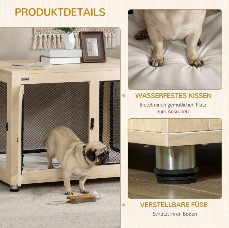 Gabbia per cani con chiusura 94 x 60 x 71,5 cm in acciaio naturale e nero