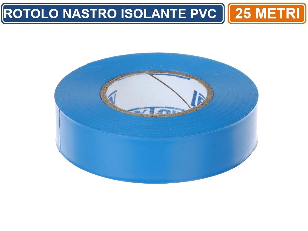 CONFEZIONE 5 PEZZI NASTRO ISOLANTE IN PVC BLU 25 METRI SPESSORE 0.13MM