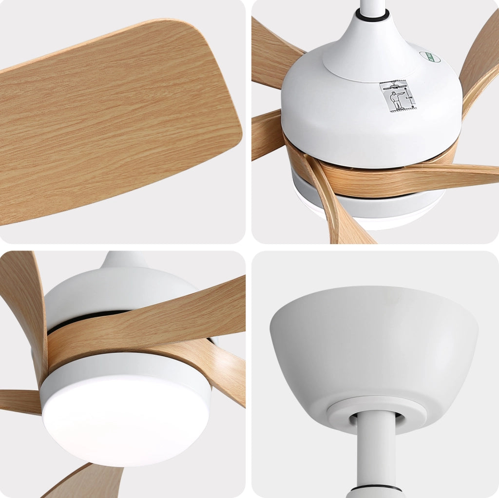 Ventilatore da soffitto 42 pollici con LED dimmerabile e telecomando in ABS bianco
