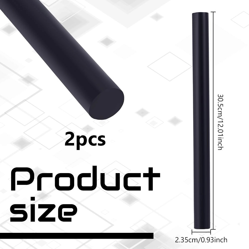 2 aste in acetalcopoli, diametro 23,5 mm, lunghezza 305 mm, colore nero, forma cilindrica