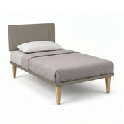 Letto 1 Piazza e Mezza con Rete Rivestita 120x200 cm Similpelle Cappuccino Tessis Testata Vertical